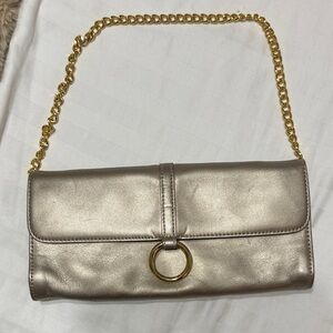 Elegant champagne Chain Clutch - Kate Landry